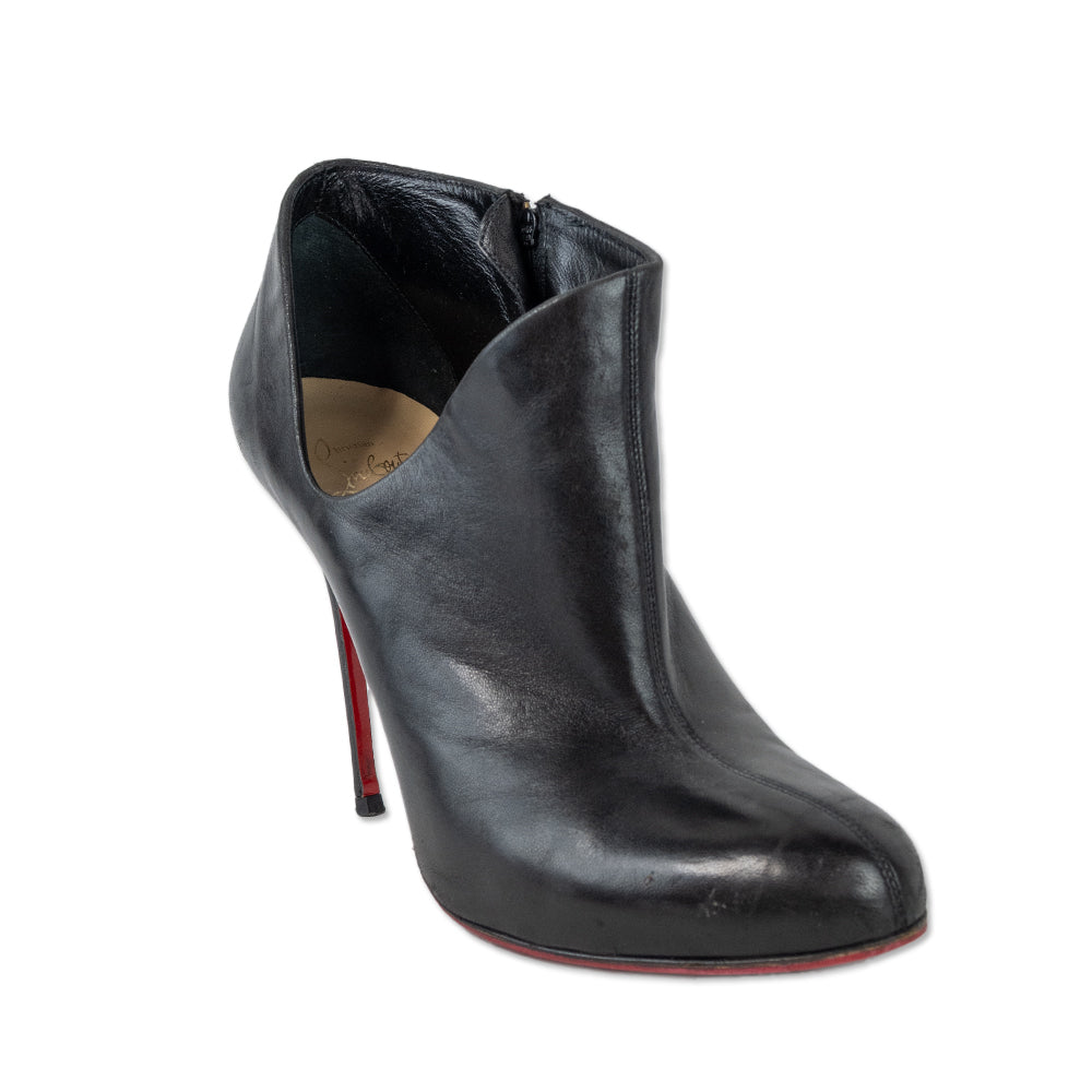 Christian Louboutin Black Leather Lisse 100 Booties