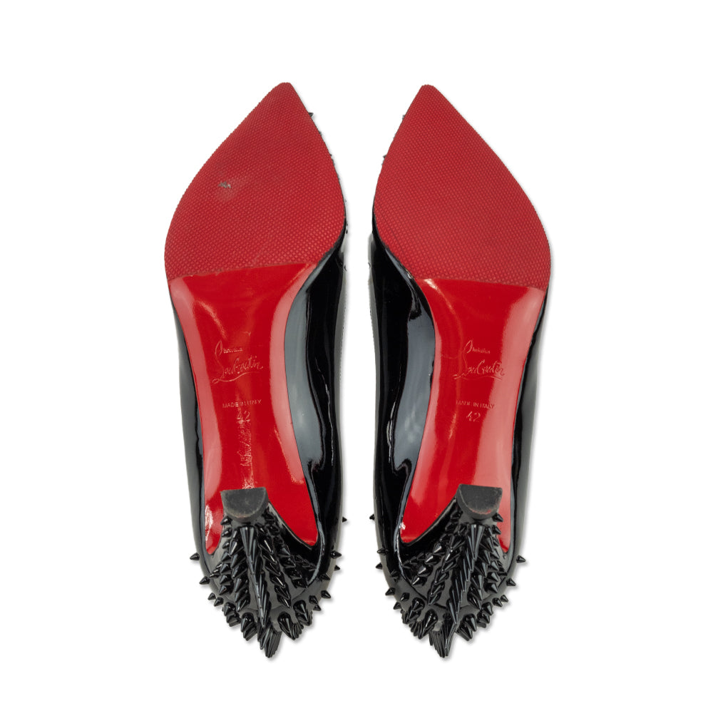 Christian Louboutin Black Patent Leather Goldopump Spikes 70 Pumps