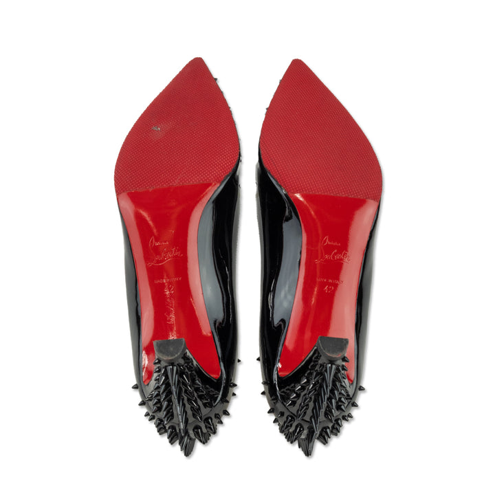 Christian Louboutin Black Patent Leather Goldopump Spikes 70 Pumps