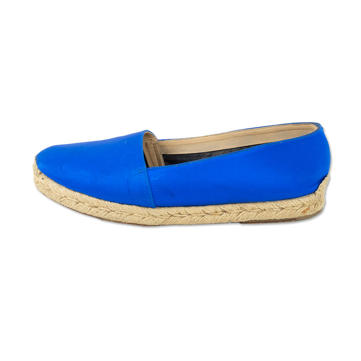 Christian Louboutin Blue Satin Espadrille Flats