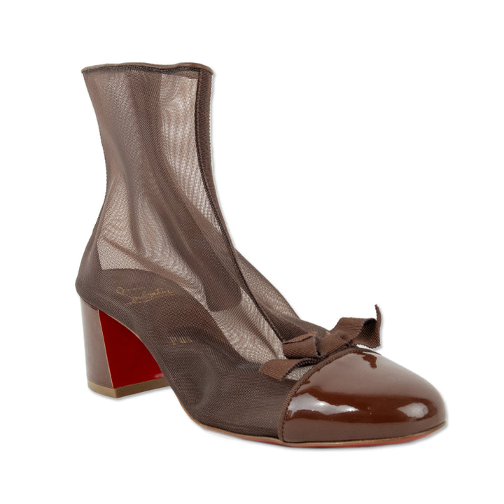 Christian Louboutin Brown Checkypoint Mesh Ankle Boots