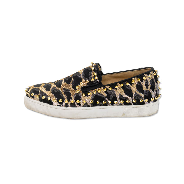 Christian Louboutin Metallic Animal Print Studded Sneakers