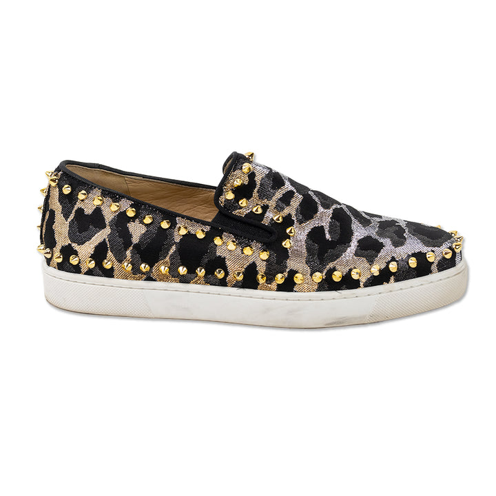 Christian Louboutin Metallic Animal Print Studded Sneakers