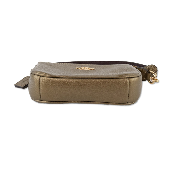 Coach Gold Leather Mini Top Handle Pouch