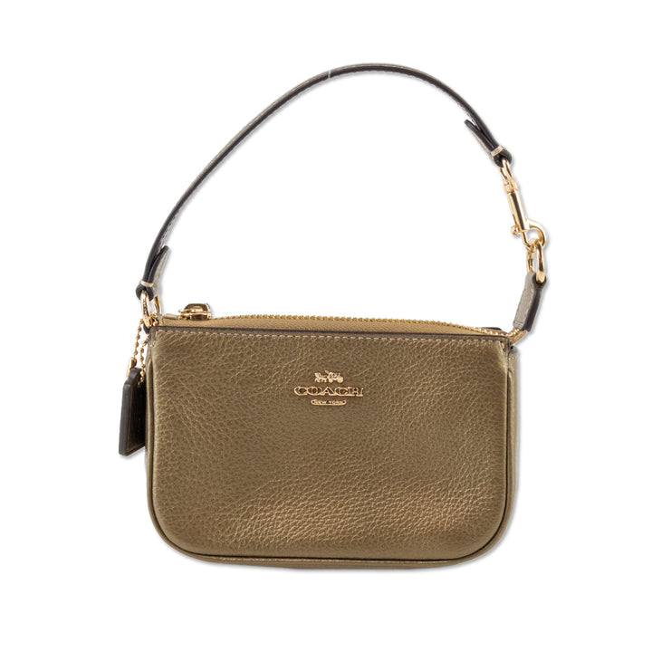 Coach Gold Leather Mini Top Handle Pouch