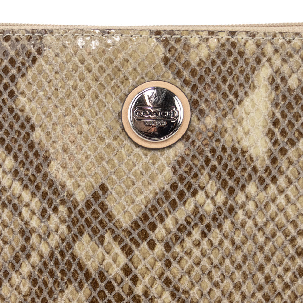 Coach Snake Skin Embossed Leather Pouch