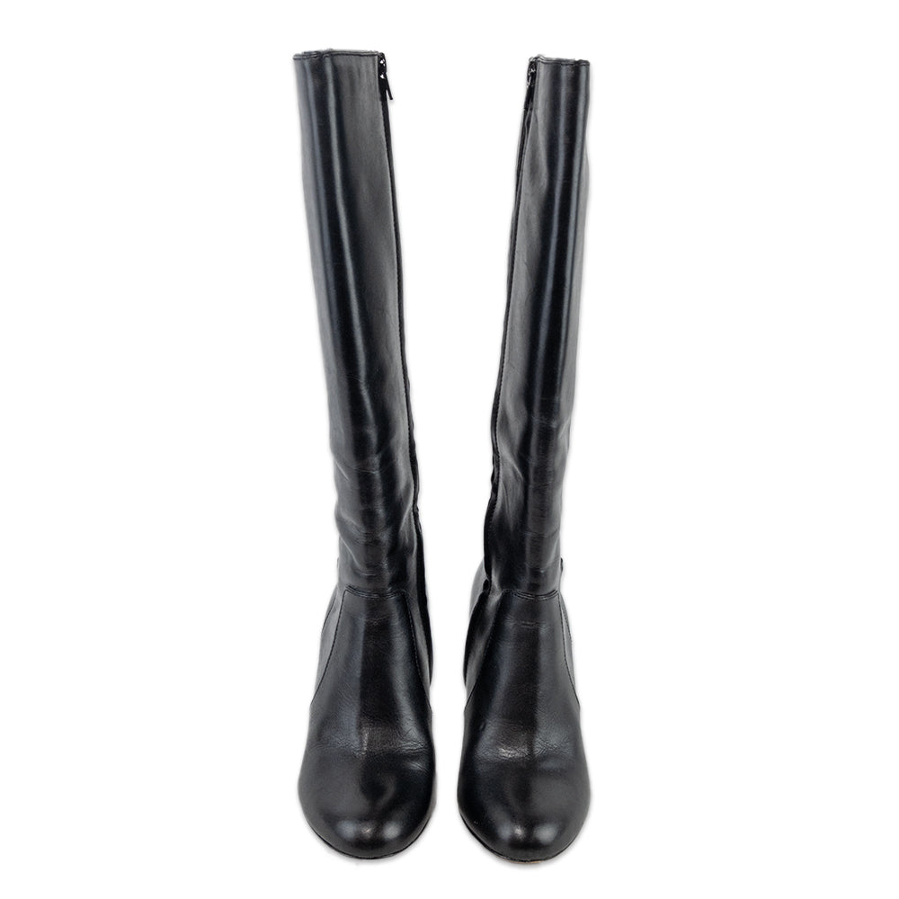 Coach Susette Black Leather Knee High Heeled Boots