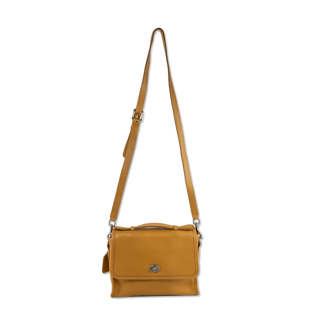 Coach Vintage Court Camel Tan Leather Crossbody Bag