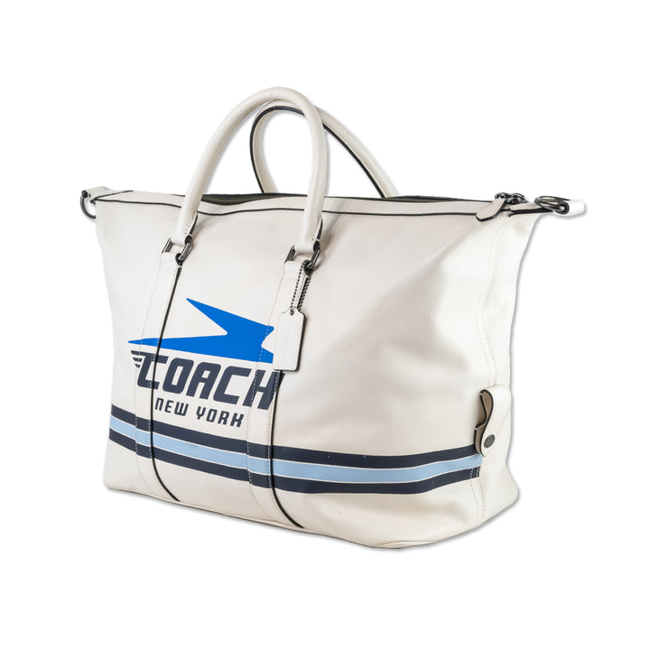 Coach White Leather Large Duffle with Vintage Inspired Logo