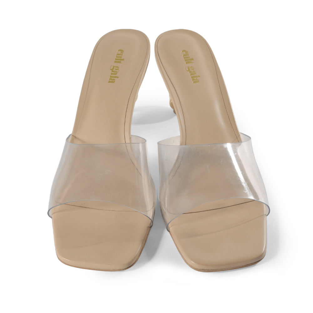 Cult Gaia GiGi Clear PVC & Leather Slide Sandals