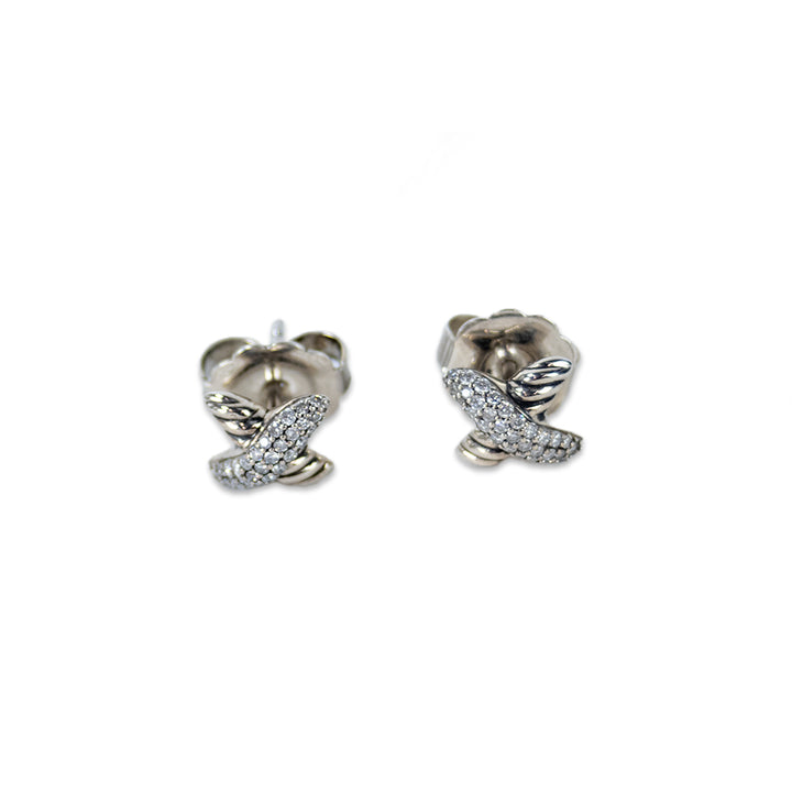 David Yurman Silver and Diamond 8MM X Studs