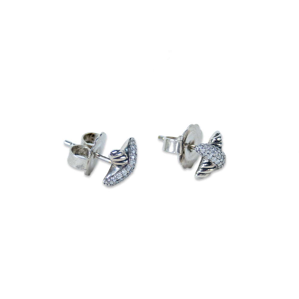 David Yurman Silver and Diamond 8MM X Studs