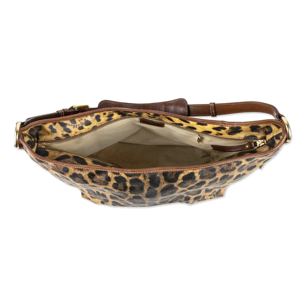 Dolce & Gabbana Leopard Print Coated Canvas Hobo Tote Bag