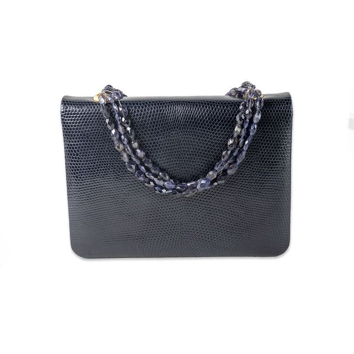 Darby Scott Navy Lizard Necklace Bag