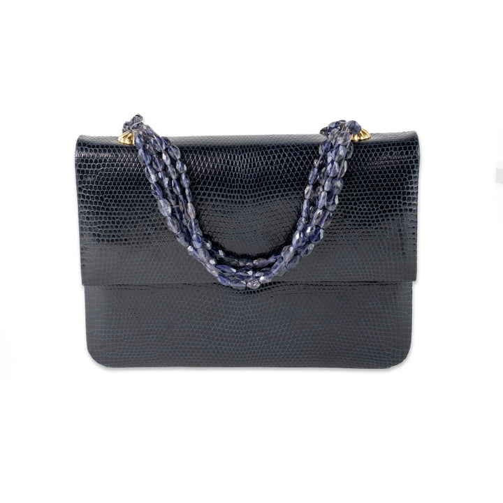 Darby Scott Navy Lizard Necklace Bag