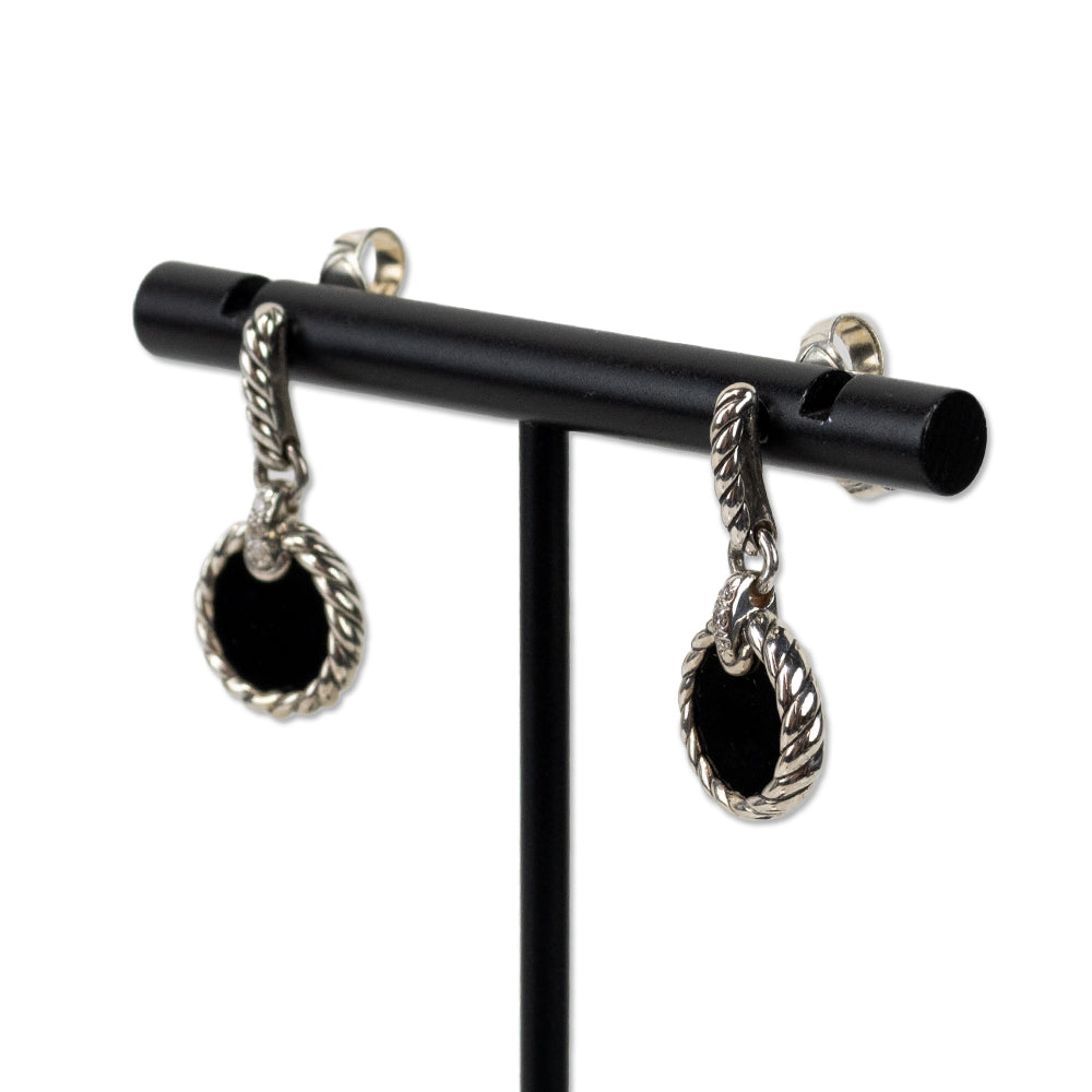 David Yurman DY Elements Drop Earrings with Black Onyx and Pave Diamonds