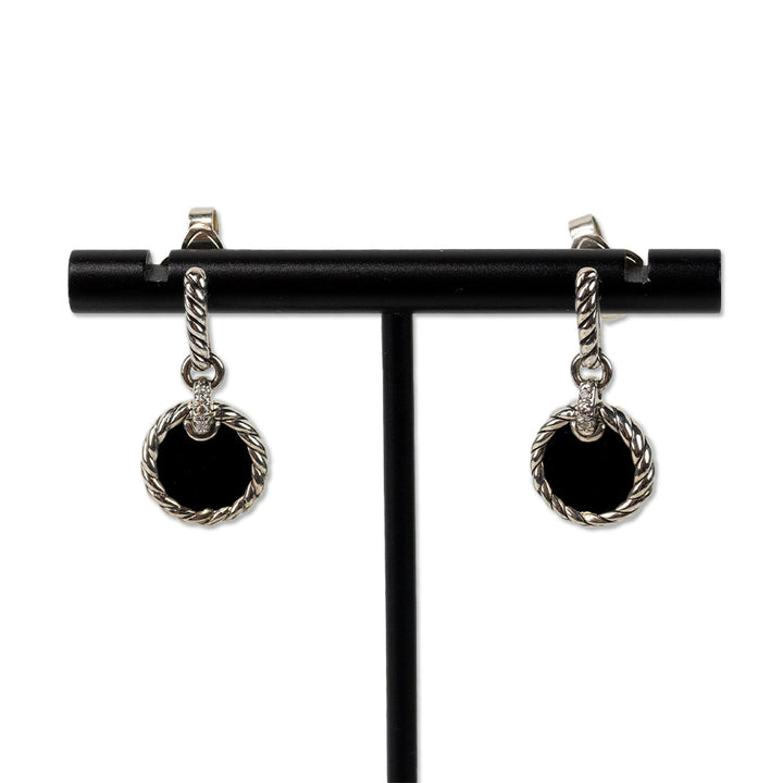 David Yurman DY Elements Drop Earrings with Black Onyx and Pave Diamonds