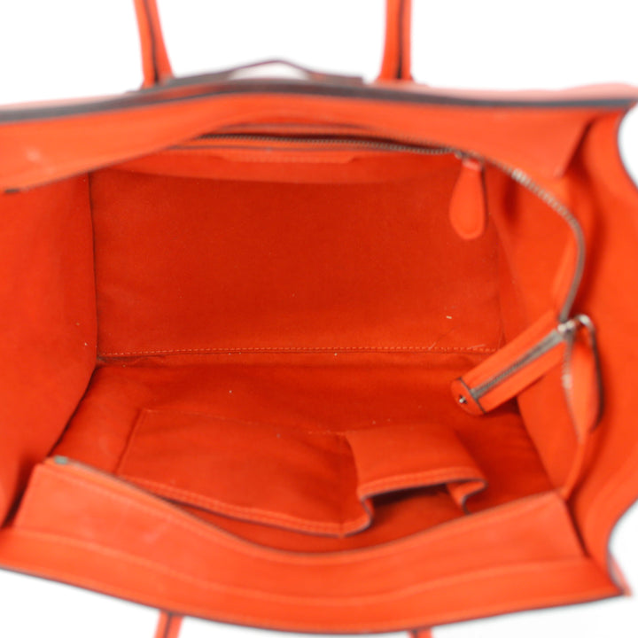 Celine Orange Leather Medium Phantom Luggage Tote Bag