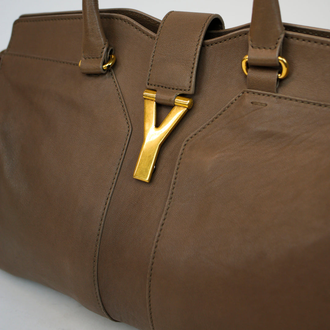 Yves Saint Laurent Taupe Leather Cabas Chyc Tote Bag