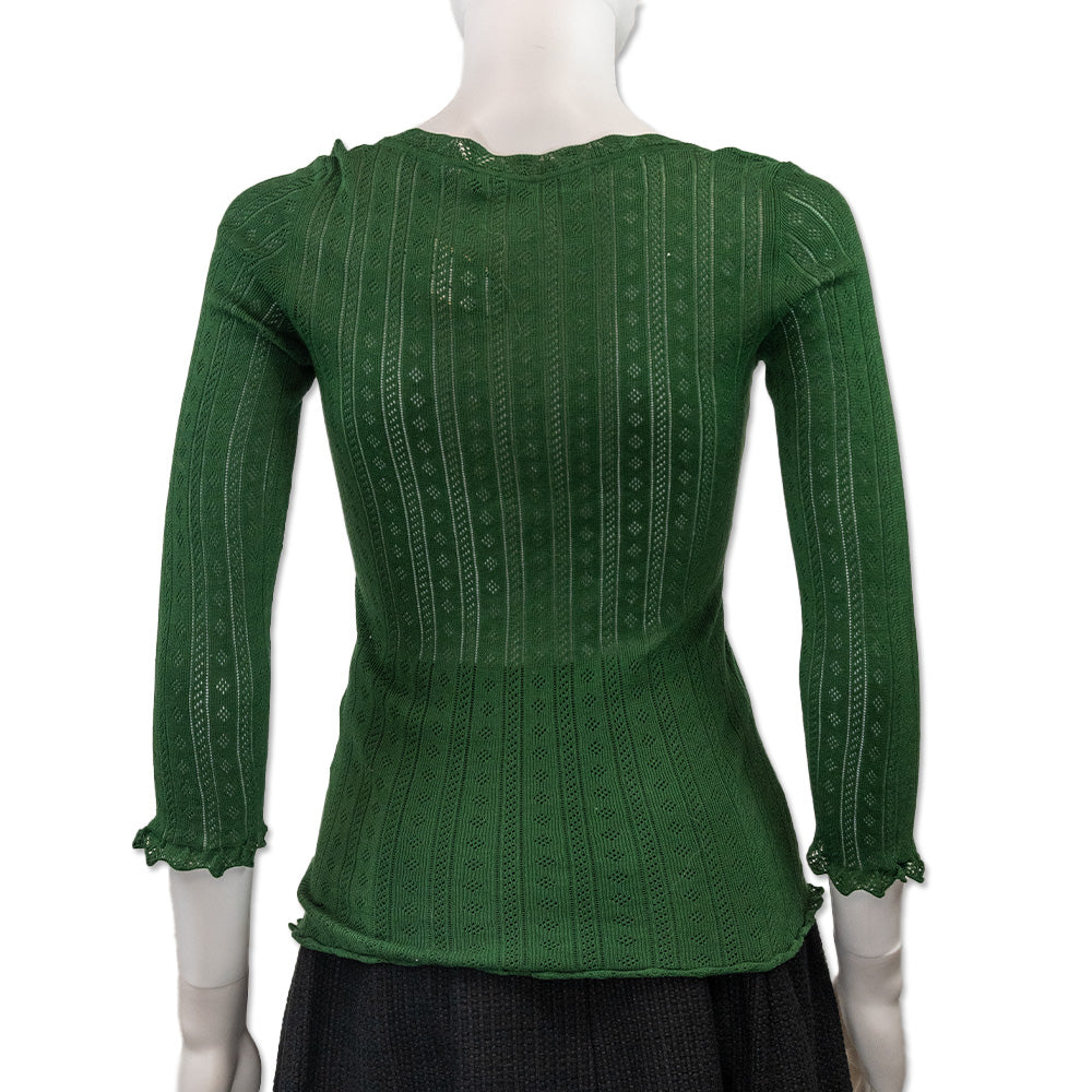 Dolce & Gabanna Green Pointelle Knit Cardigan