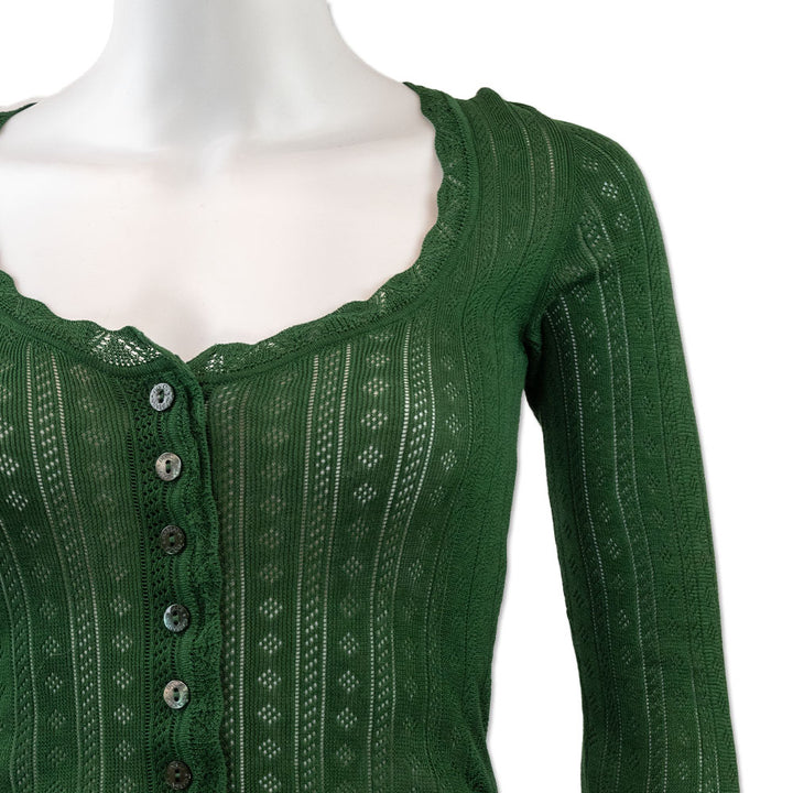 Dolce & Gabanna Green Pointelle Knit Cardigan