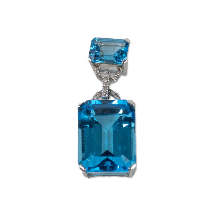 Effy Blue Topaz and Diamond Drop Pendant Set in White Gold