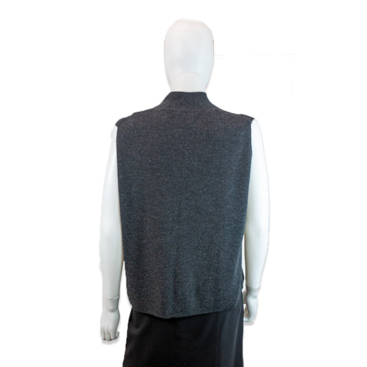 Eileen Fisher Charcoal Grey Merino Wool V-Neck Sleeveless Sweater