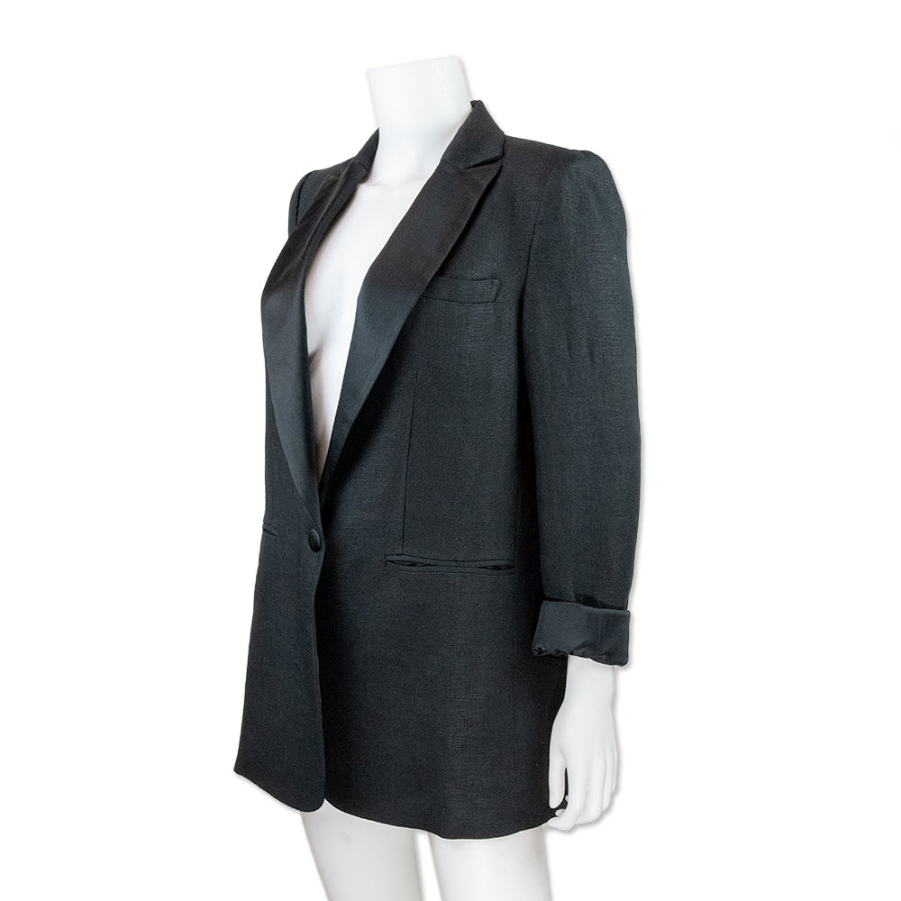 Emerson Fry Black Blazer with Satin Accents