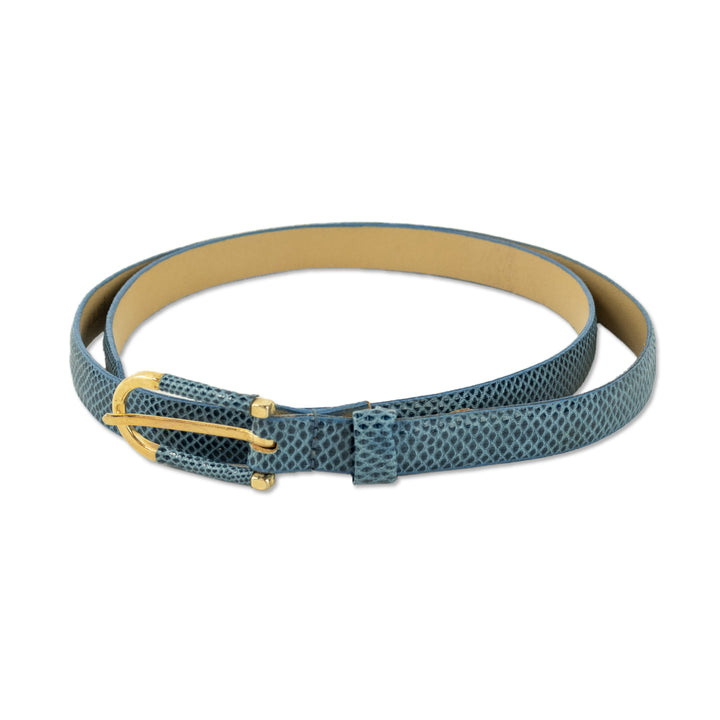 Emmanuel Thin Blue Lizard Belt