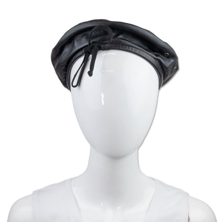 Eric Javits Black Leather Beret