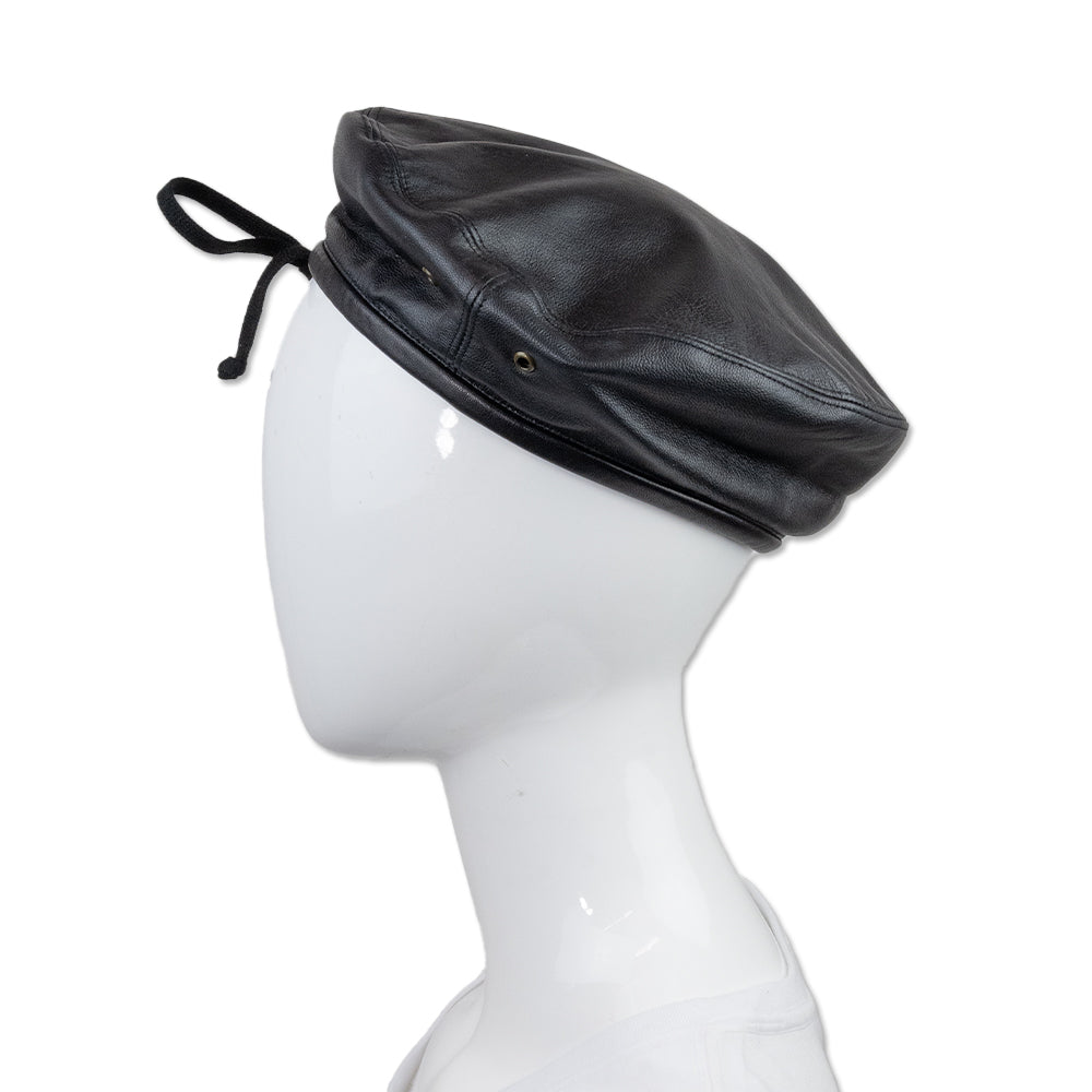 Eric Javits Black Leather Beret