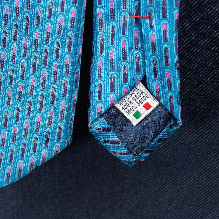 Ermenegildo Zegna Teal Silk Pattern Tie