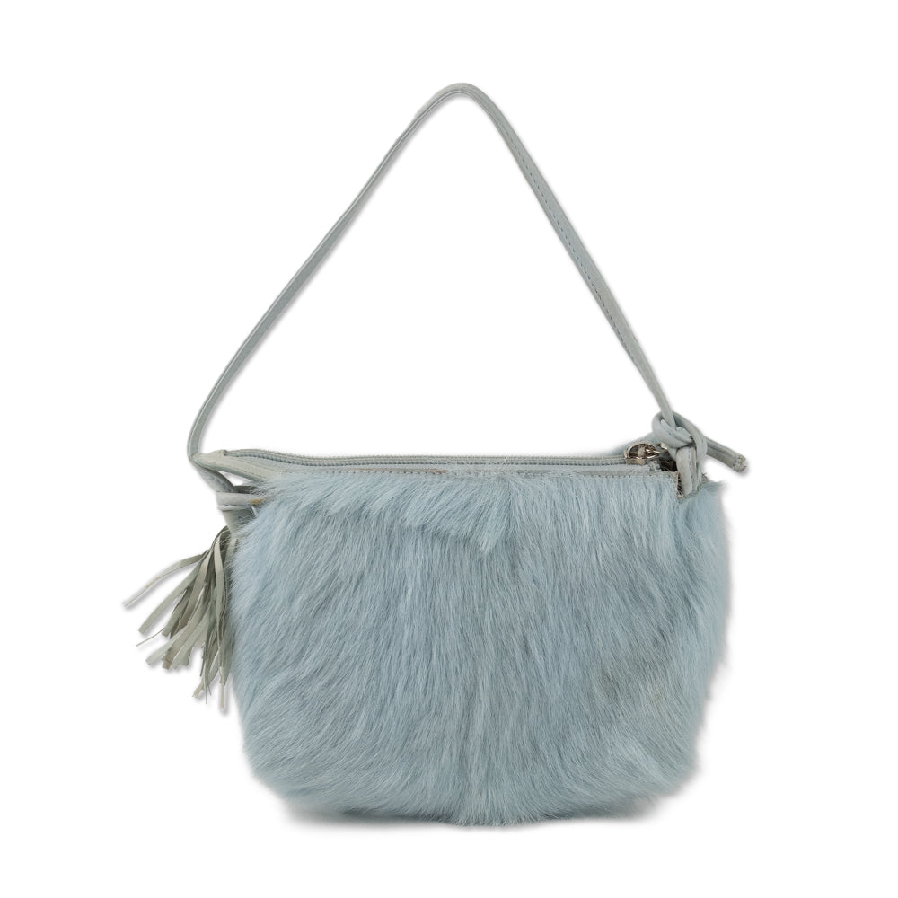 Escada Blue Fur and Leather Small Top Handle