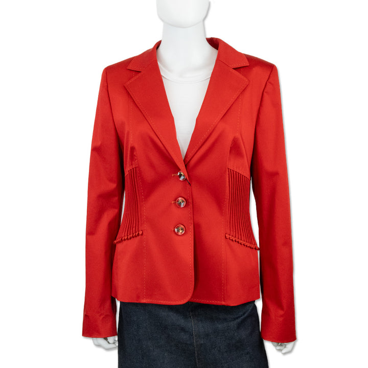 Escada Pomegranate Ribbed Waist Blazer