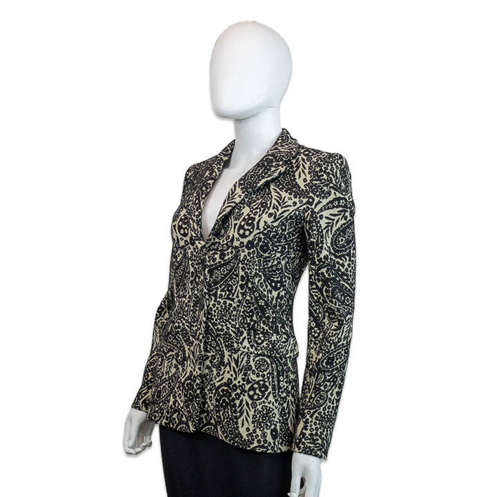 Etro Black/Cream Paisley Knit Blazer