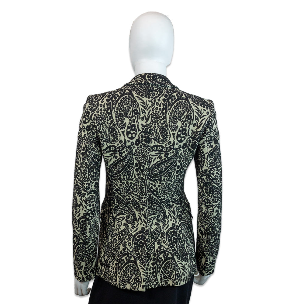 Etro Black/Cream Paisley Knit Blazer