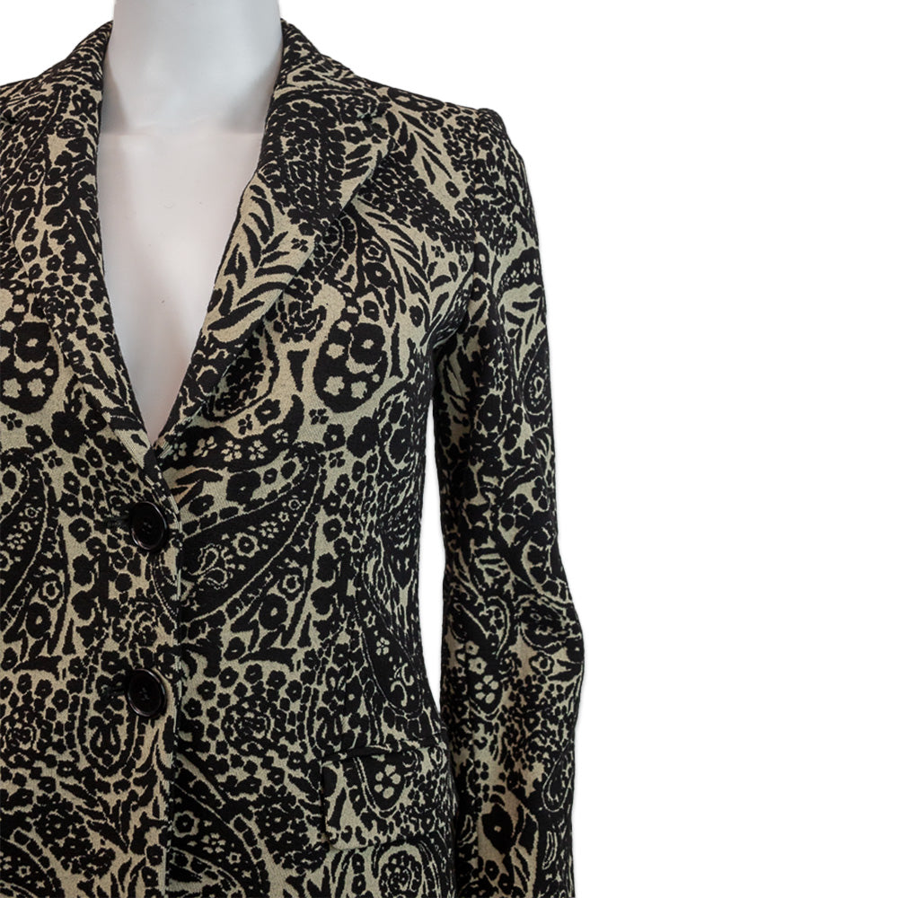 Etro Black/Cream Paisley Knit Blazer