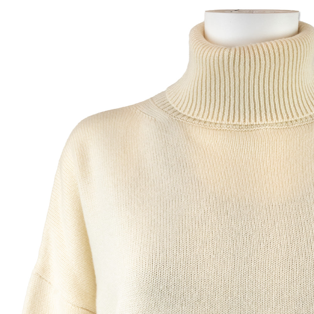 Etro Oversized Cream Knit Turtleneck with Tassels