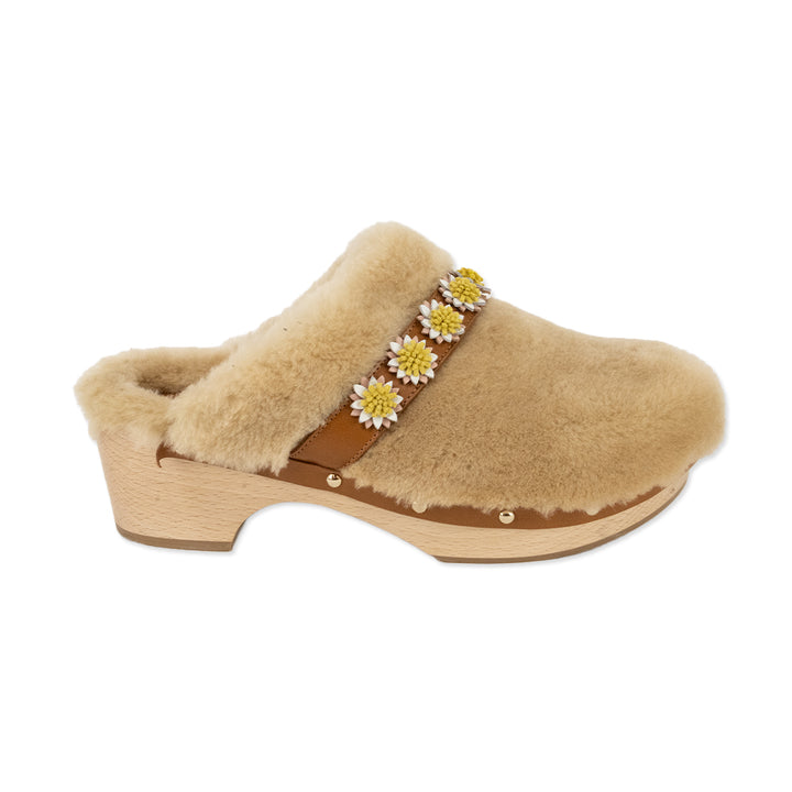 Fabrizio Viti Shearling Clogs with Leather Trims