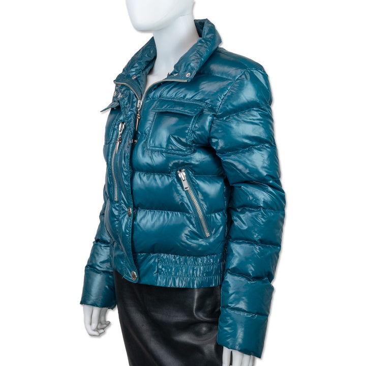 Faith Teal Cropped Puffer Jacket