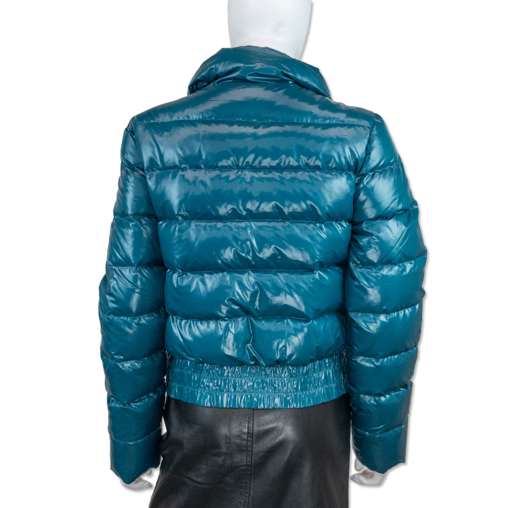 Faith Teal Cropped Puffer Jacket