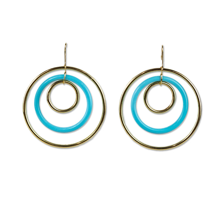 Faraone Mennella 18K Yellow Gold Turquoise Circle Drop Earrings