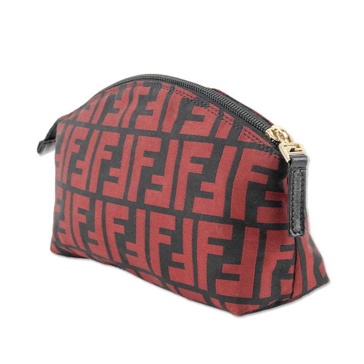 Fendi Black Red Zucca Canvas Pouch