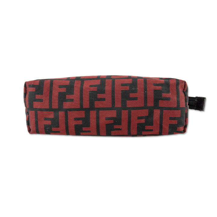 Fendi Black Red Zucca Canvas Pouch