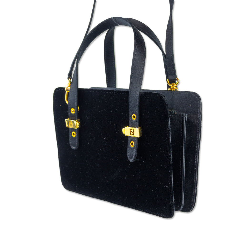 Fendi Black Velvet Mini Tote Bag