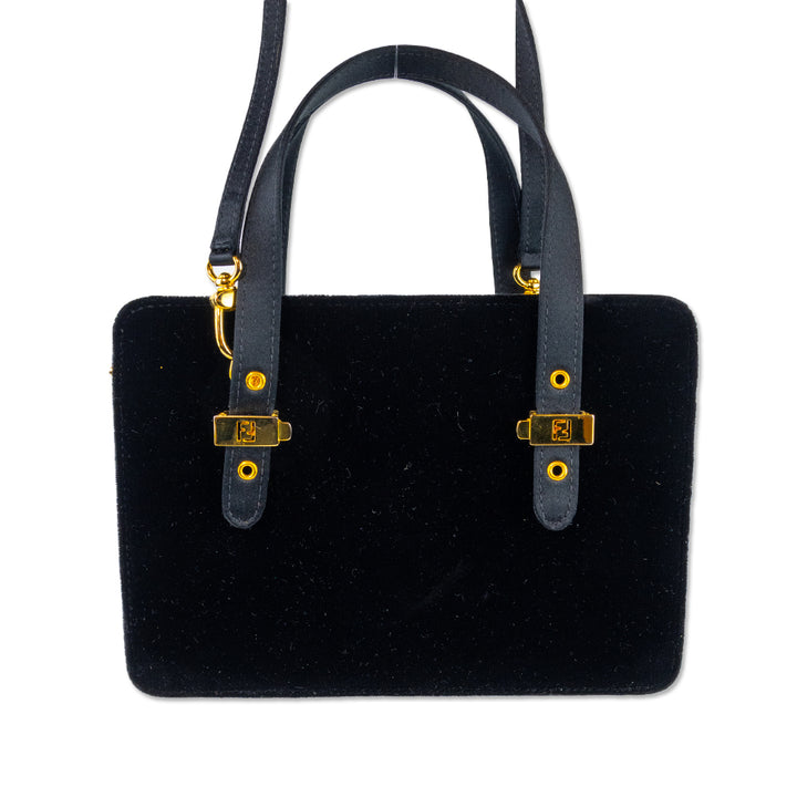 Fendi Black Velvet Mini Tote Bag