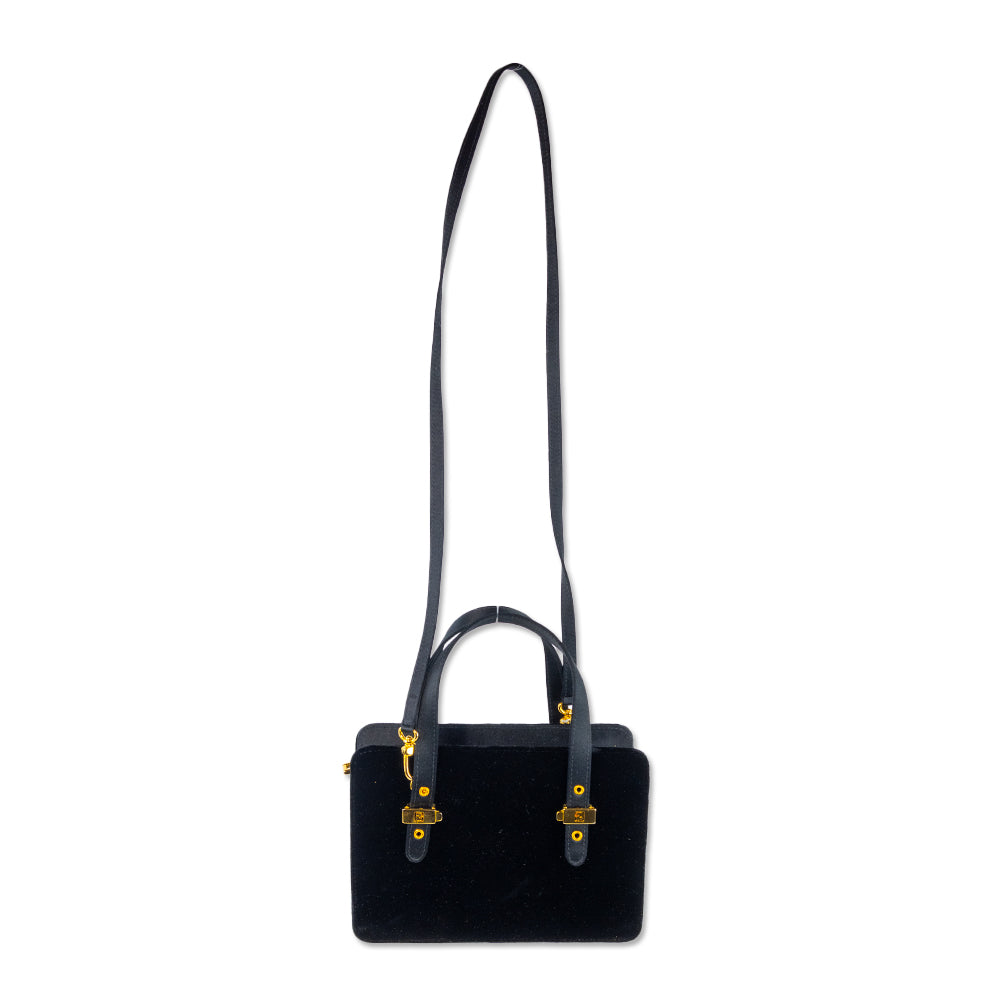 Fendi Black Velvet Mini Tote Bag