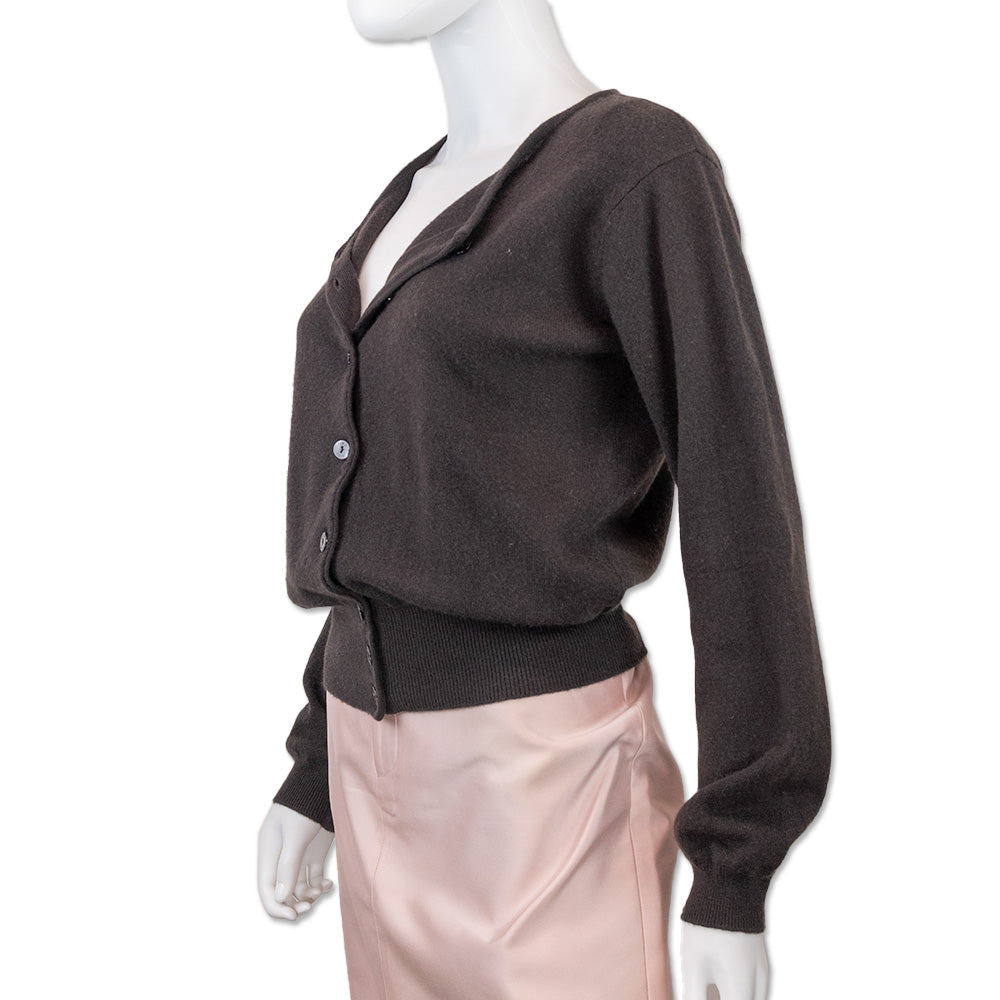 Fendi Brown Cashmere Cropped Cardigan