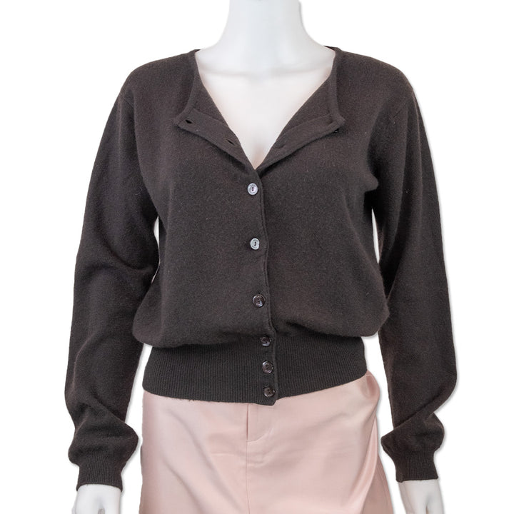 Fendi Brown Cashmere Cropped Cardigan