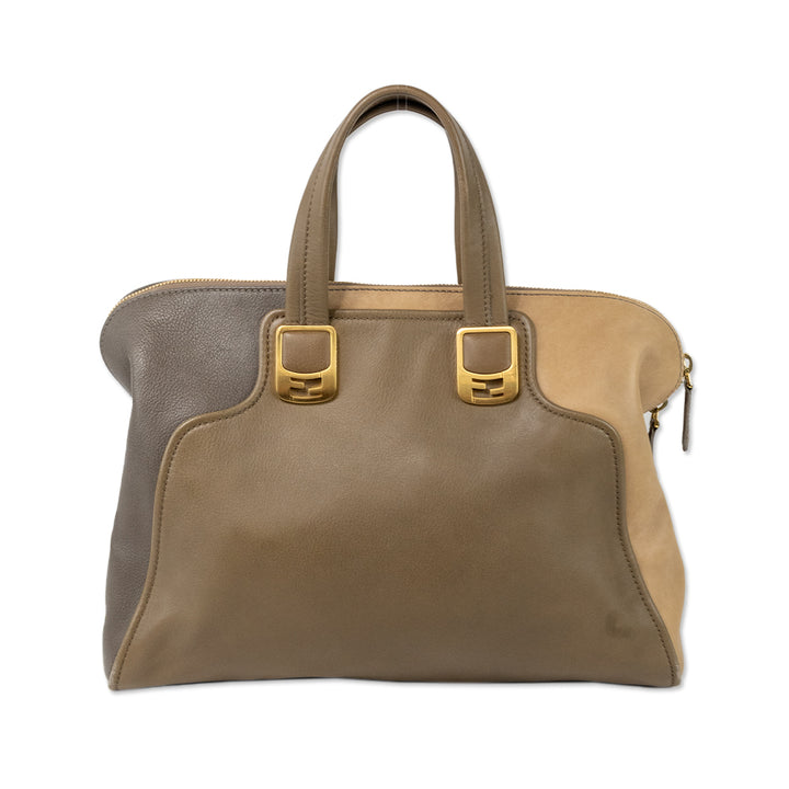 Fendi Gray and Brown Leather Chameleon Handbag